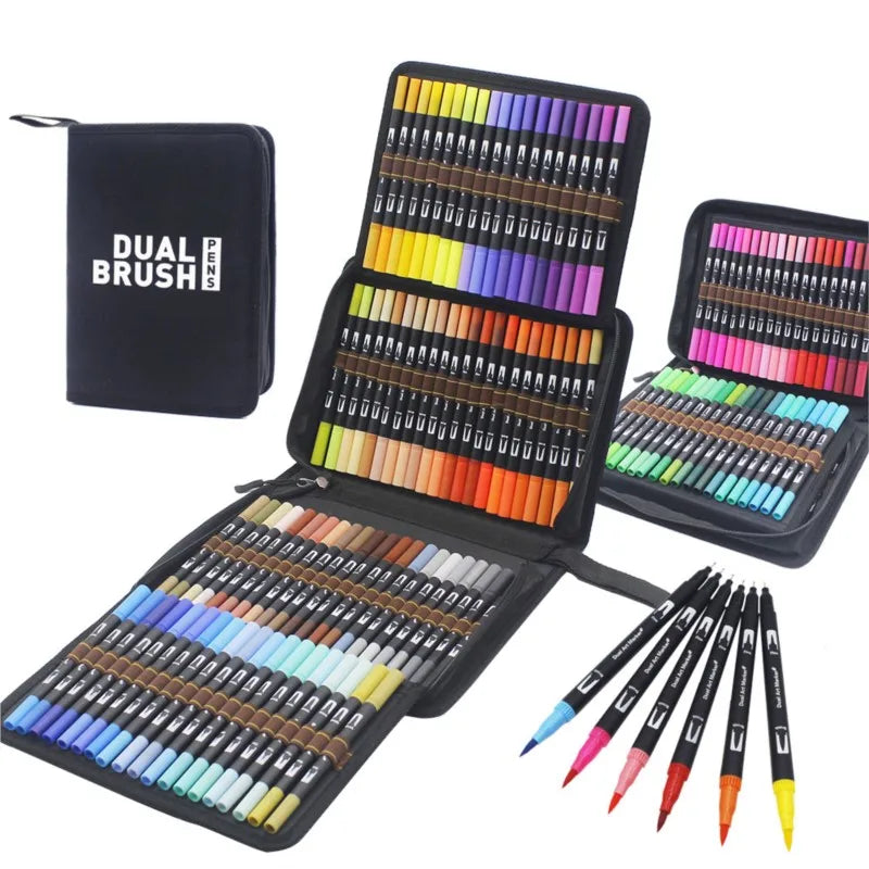 Stiften set met dubbele punt voor manga, kalligrafie en illustratie