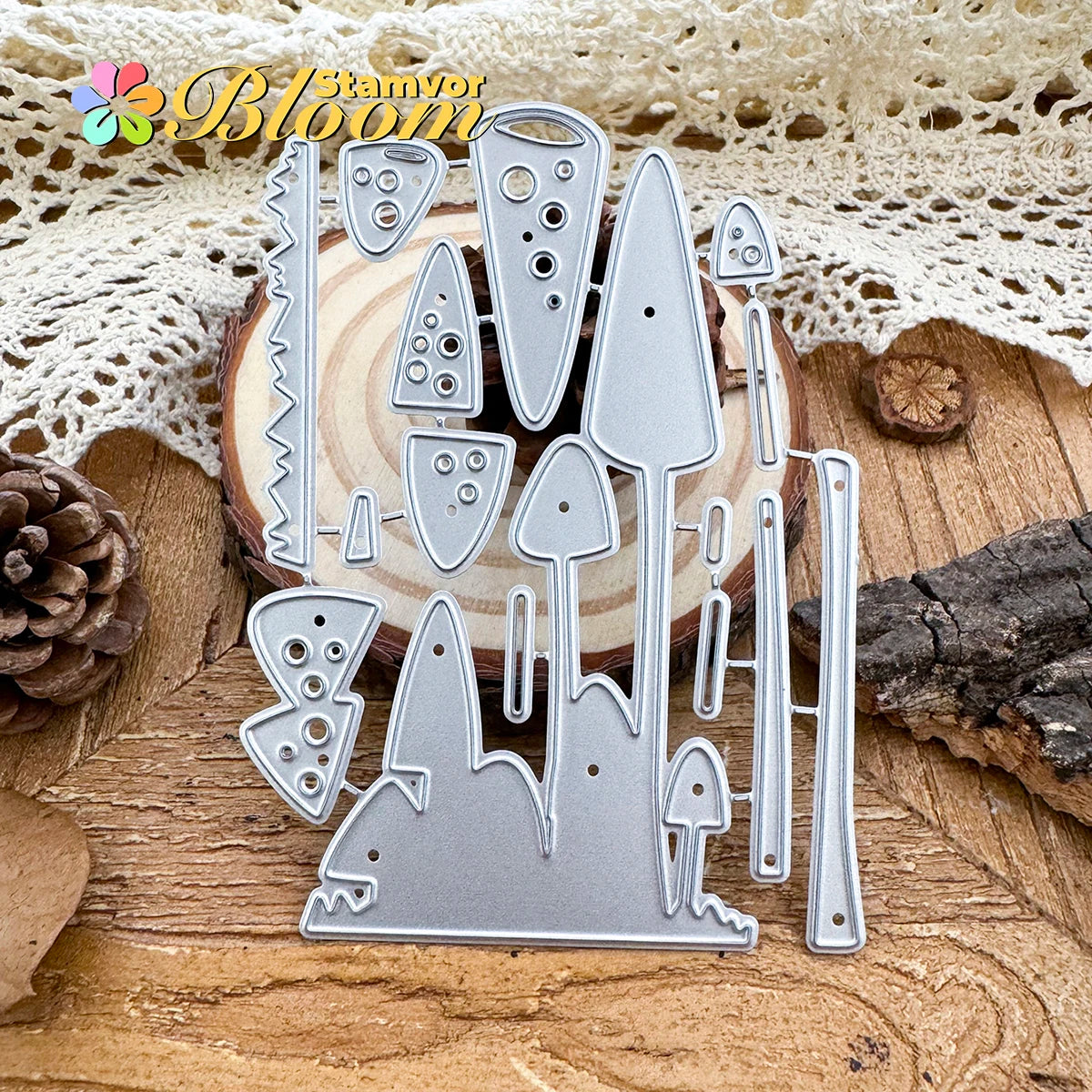 Snijmallen Boslaag met Gras en Paddenstoelen voor Scrapbooking