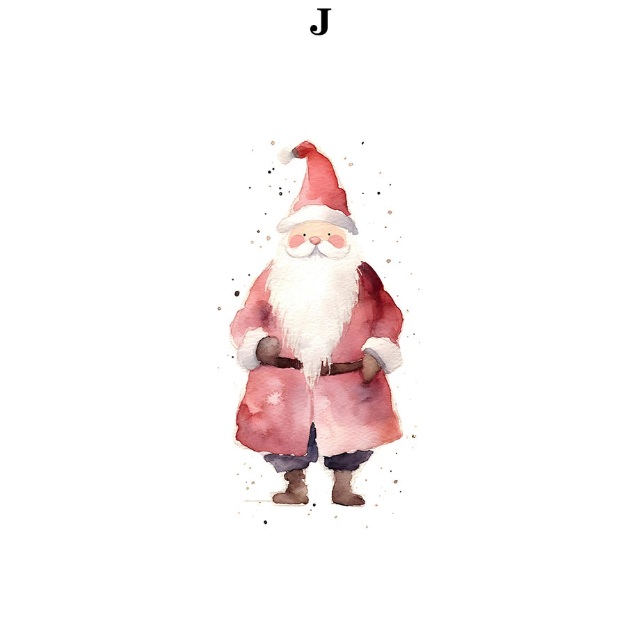Kerst schilderij kerstboom met kerstman sneeuwhuis canvas poster