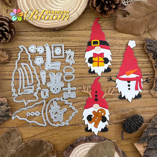 Snijmal Kerst Gnomes Metaal voor Scrapbooking - opbouw snijmal