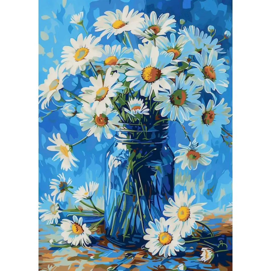 Schilderen op nummer Bloemen met glazen vazen op canvas met frame - 9958160
