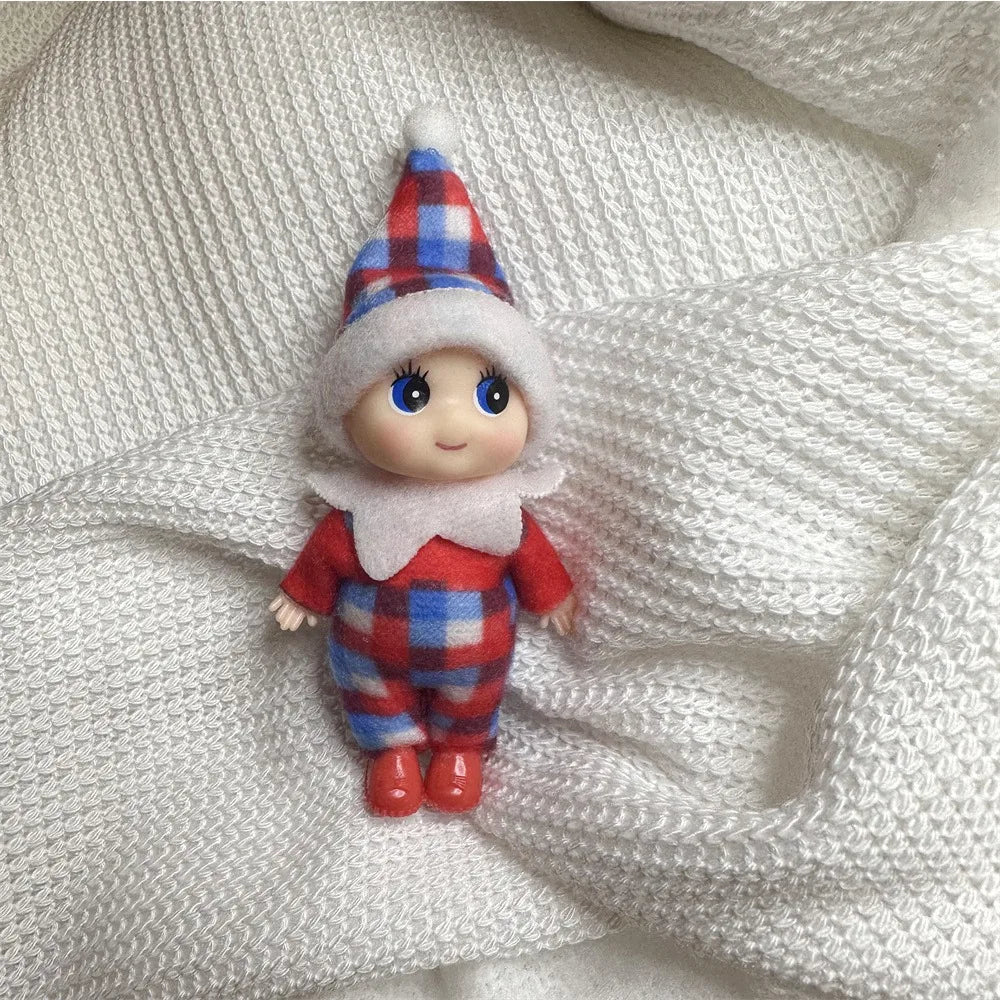 Kerst pop tweeling elf jongen en meisje – feestelijke mini decoratie