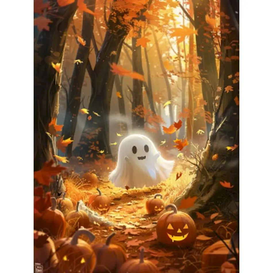 Schilderen op nummer Feestdagen - Halloween Spookbos met Pompoen - 9961508