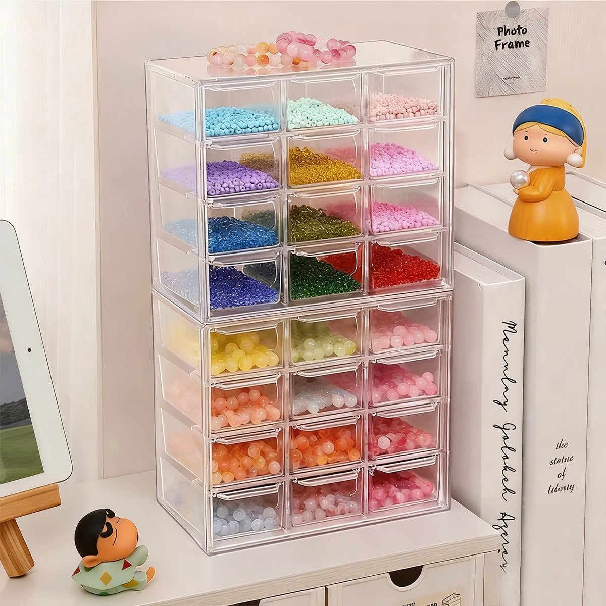 Diamond Painting Opbergdoosjes in kastje met uitschuifbare vakjes voor steentjes en accessoires