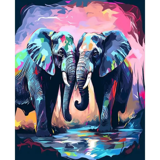 Schilderen op nummer Dieren - Olifant Abstract Modern Canvas - 9956591