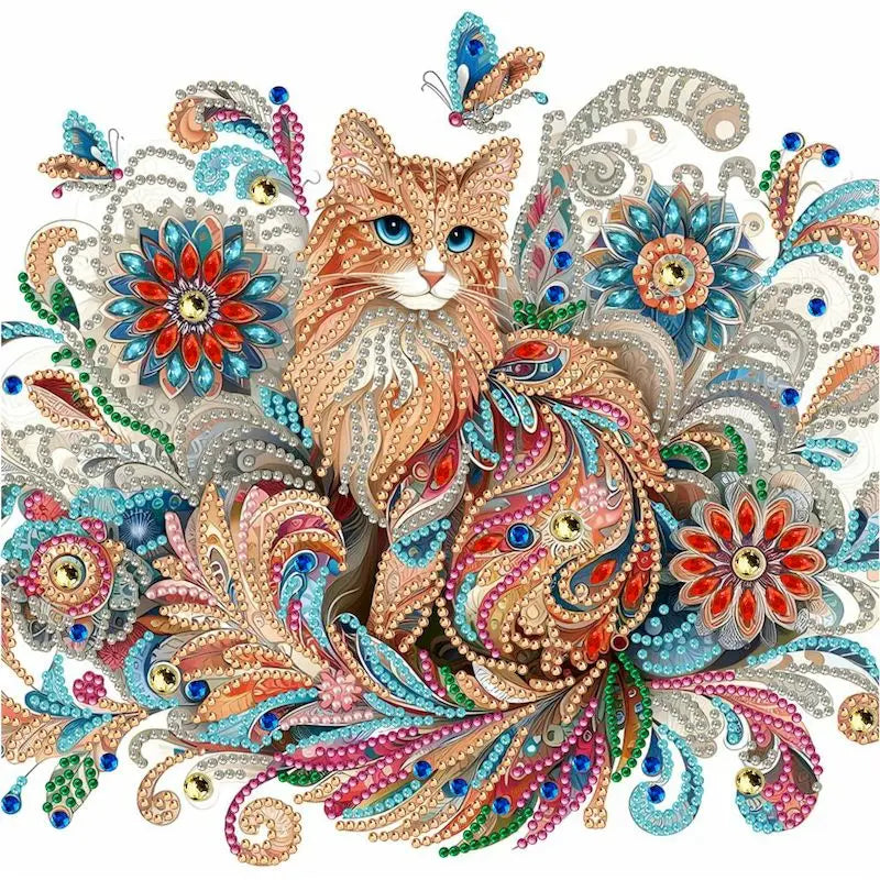 Diamond Painting op canvas met speciale vorm steentjes 30x30cm - 011 Kat