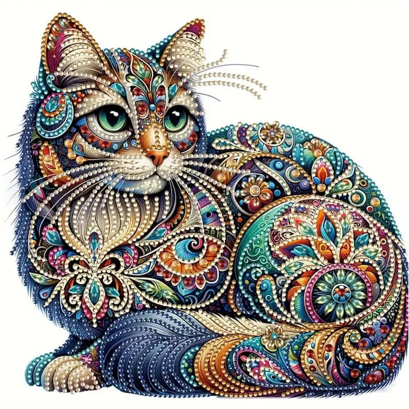 Diamond Painting op canvas met speciale vorm steentjes 30x30cm - 005 Kat