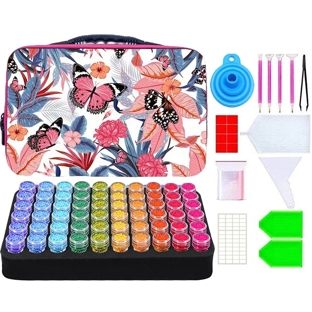 Diamond Painting Sorteer koffer met 60 potjes voor steentjes en accessoires