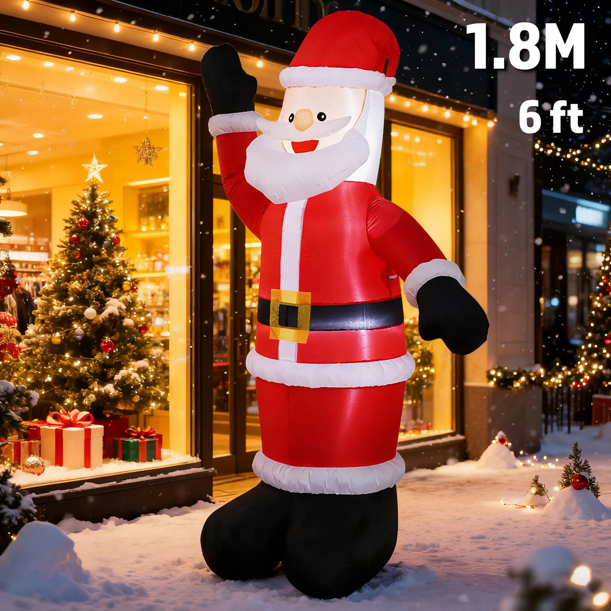 Opblaasbare kerstbeer met beweegbare kop en LED-verlichting voor buiten