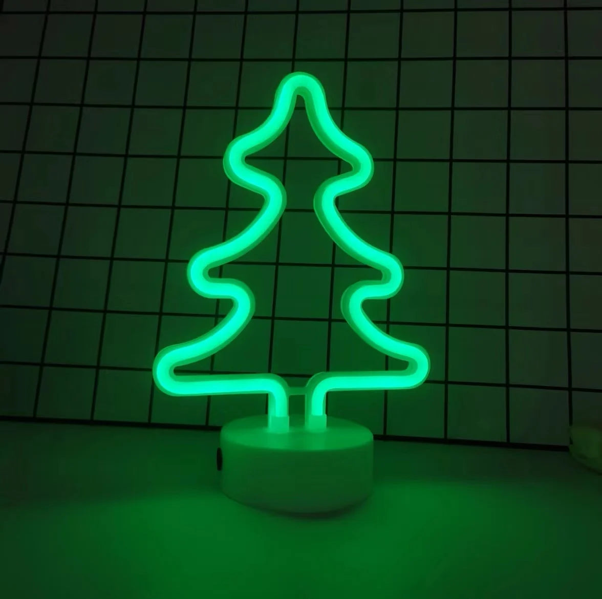Kerst lamp neon kerstboom LED tafeldecoratie met USB en batterijen