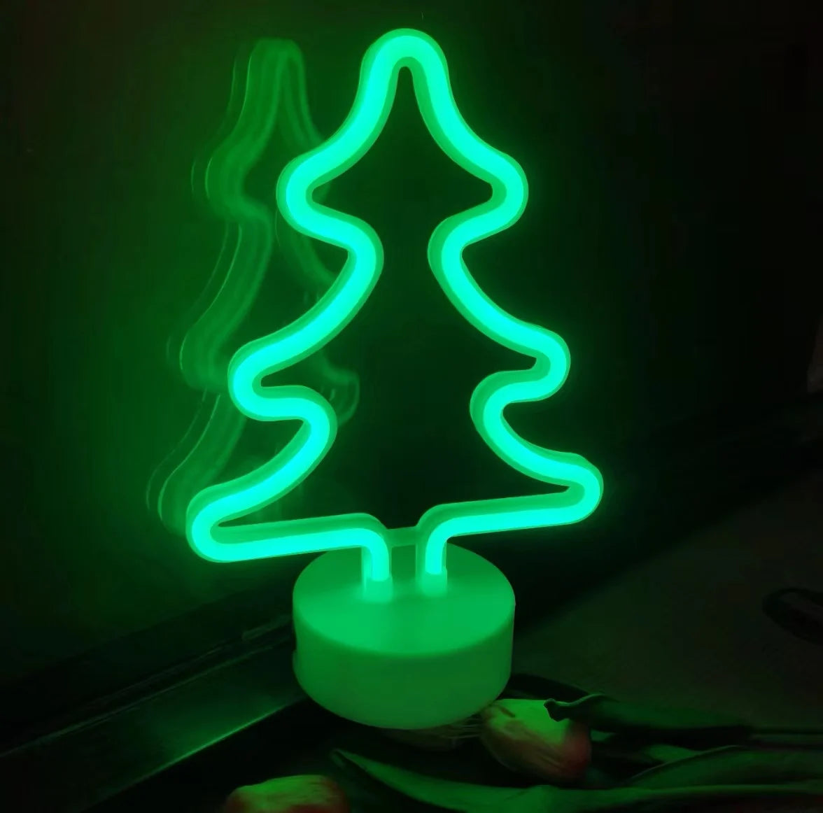 Kerst lamp neon kerstboom LED tafeldecoratie met USB en batterijen