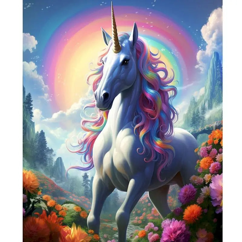 Diamond Painting Dieren Kleurrijk Volledig Rond 30x40cm - Eenhoorn