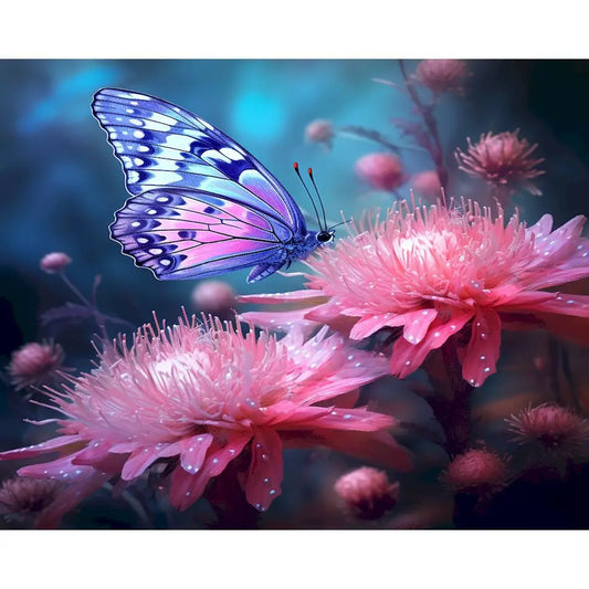Schilderen op nummer Dieren - Vlinder met Kleurrijke Bloemen - 9965239