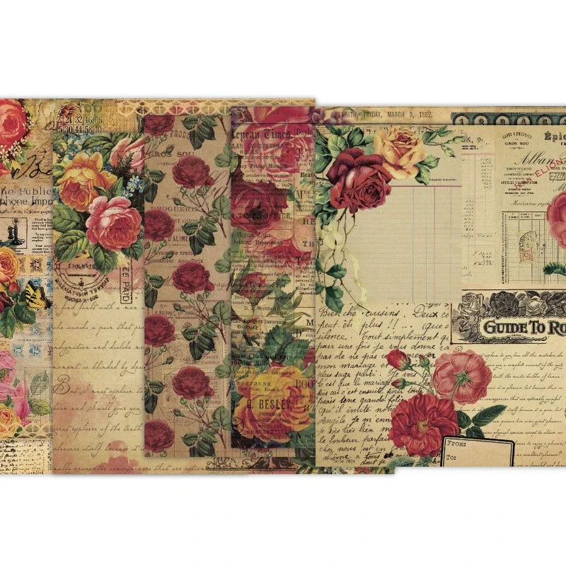 Vintage Scrapbook Papier Set – 24 Vellen Enkelzijdig