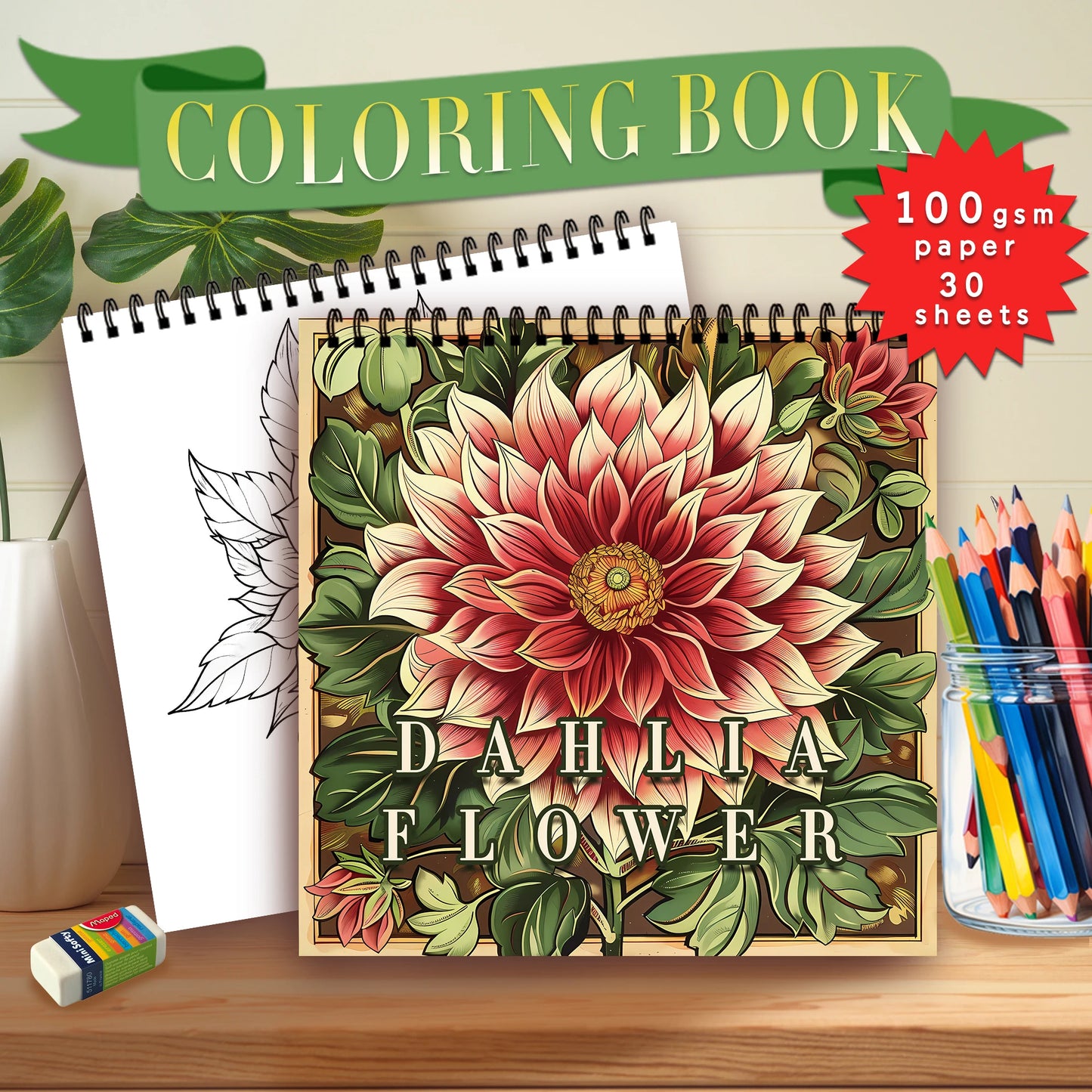 Kleurboek voor volwassenen en tieners – Spiraalontwerp met dik papier voor ontspanning en creativiteit