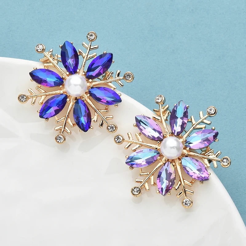 Kerst Broche Kristallen Sneeuwvlok Unisex Winter Bloem Voor Feest & Kantoor