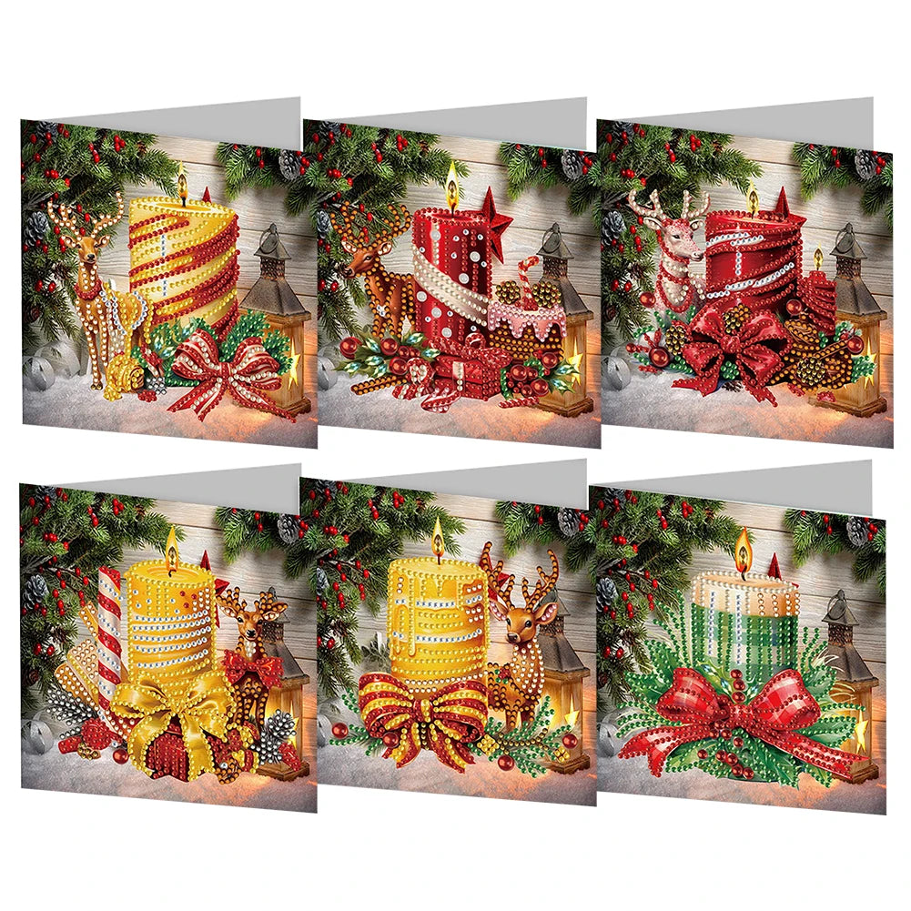 Diamond Painting Kaarten set 6 Stuks - Kerstkaarten HK038