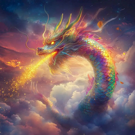 Diamond Painting Dieren Volledig Rond of Vierkant - Vuurspugende draak