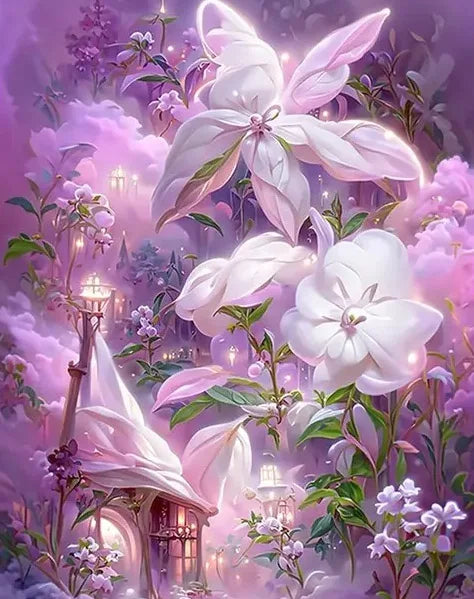 AB Diamond Painting op canvas - Fairy Dust Fantasy met Sterrenhemel, Boom & Vlinder