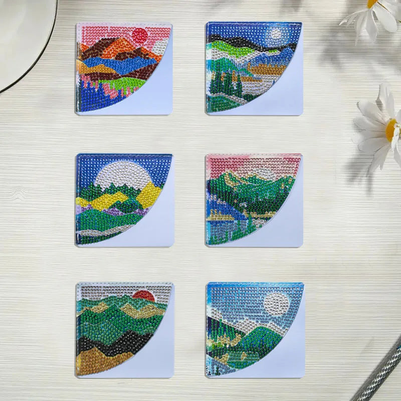 Diamond Painting Boekenlegger Landschappen Set van 6 Hoekboekenleggers