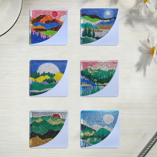 Diamond Painting Boekenlegger Landschappen Set van 6 Hoekboekenleggers