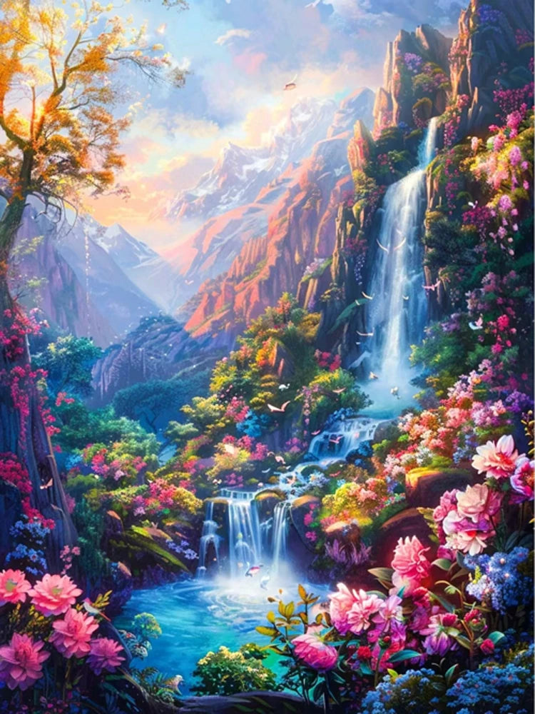 AB Diamond Painting met Fairy dust steentjes – Berg & Waterval