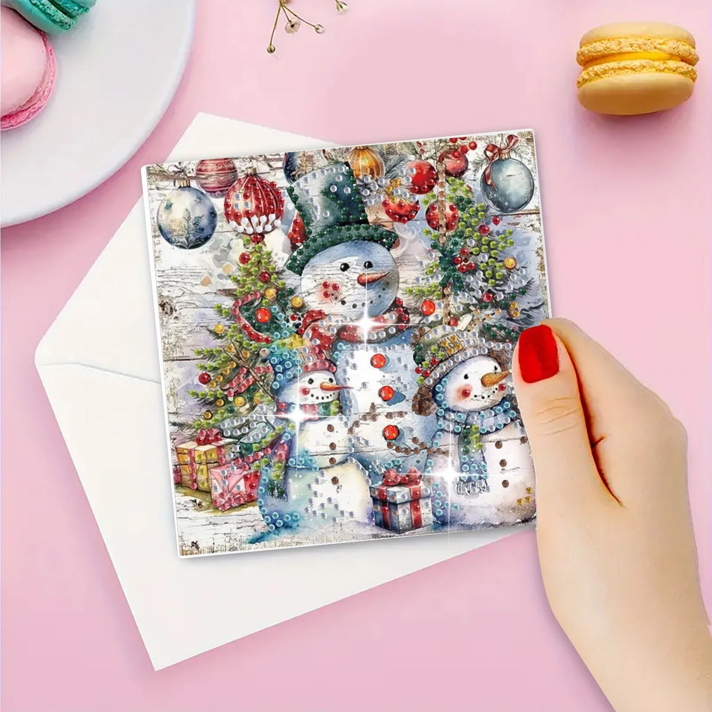 Diamond Painting Kerstkaarten Set met 6 Luxe Wenskaarten en Enveloppen - HK027