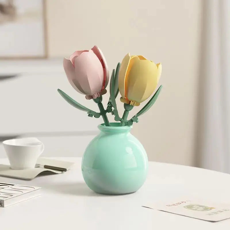 Bouwpakket Bloemenboeket met Rozen – Creatieve Bloemen Bouwstenen Set