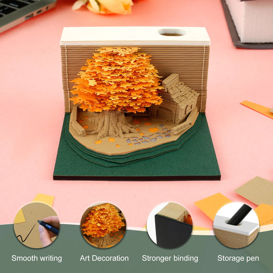3D Papier Sculptuur Notitieblok met LED – Creatieve Bureau Decoratie