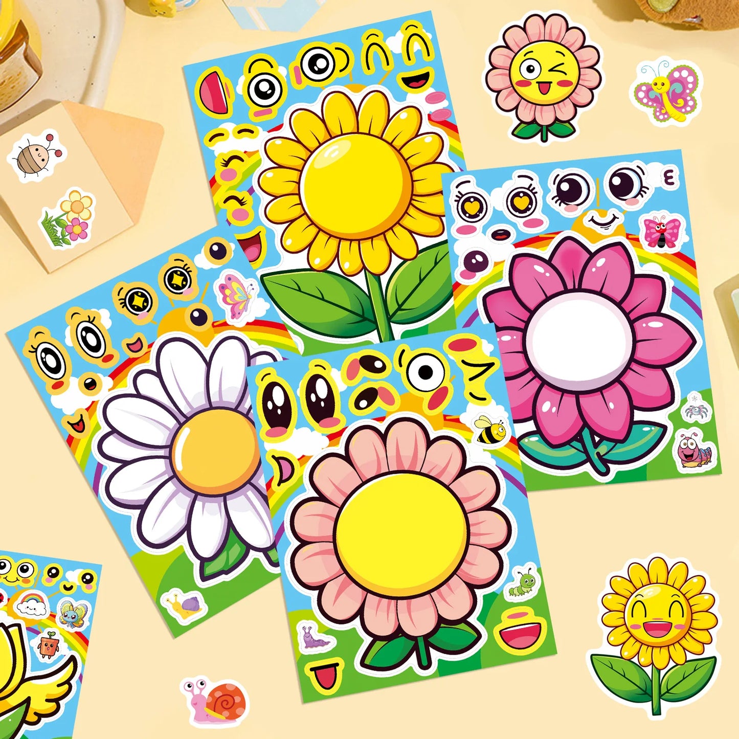 Sticker pret voor kinderen met bloemen puzzelstickers set