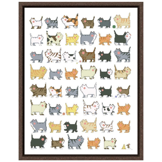 Borduurpakket 47 Cartoon Katten Kruissteek met Telpatroon - 11/14/18ct