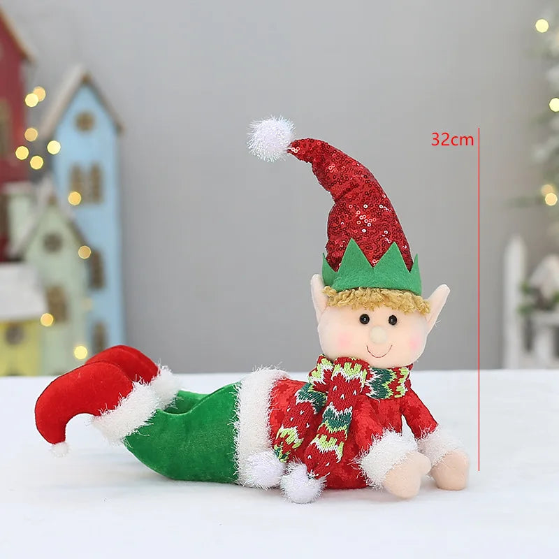 Kerst pop liggende telescoop elf met slee – feestelijke decoratie voor thuis