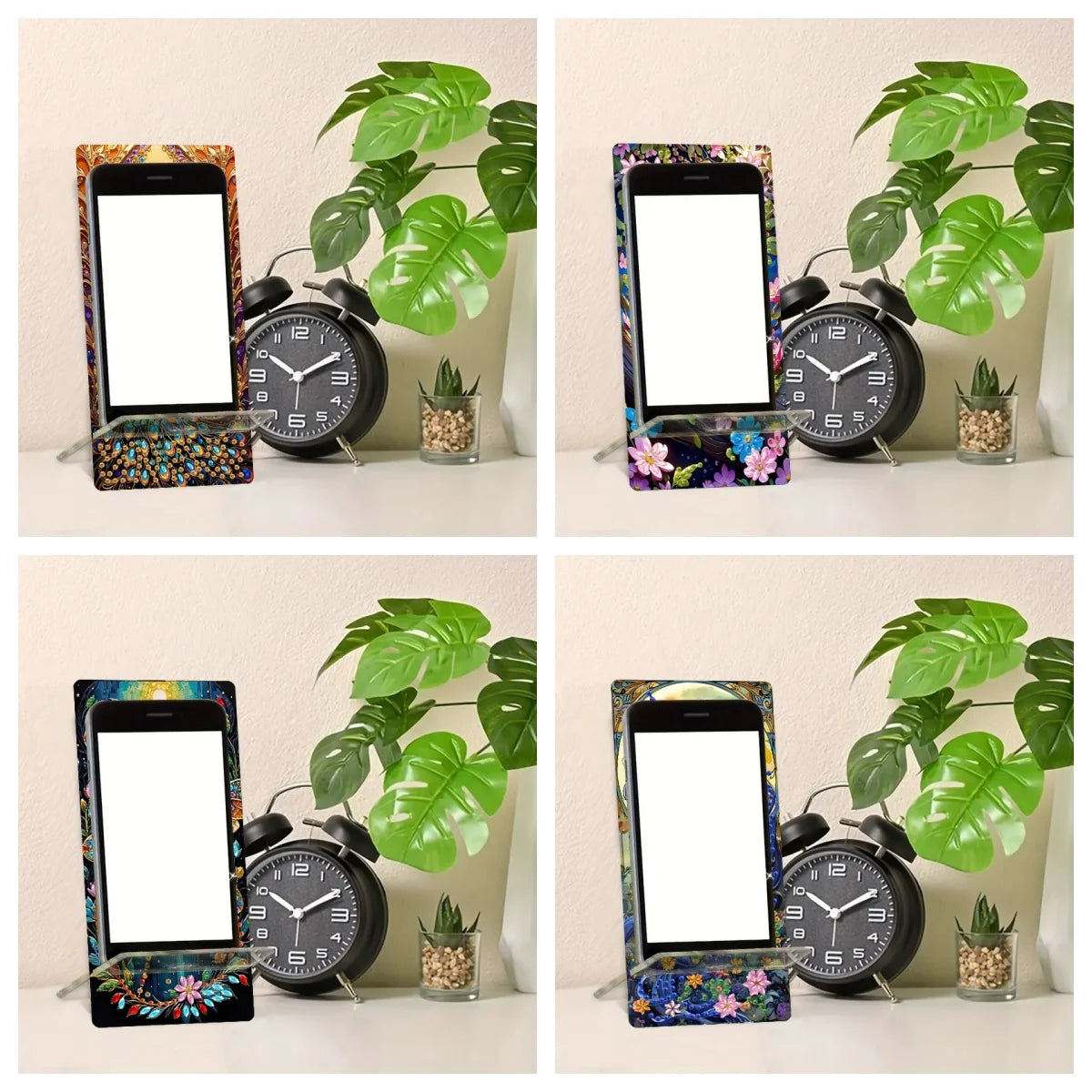Diamond Painting Telefoon standaard pauw uil kristal houder spiegel