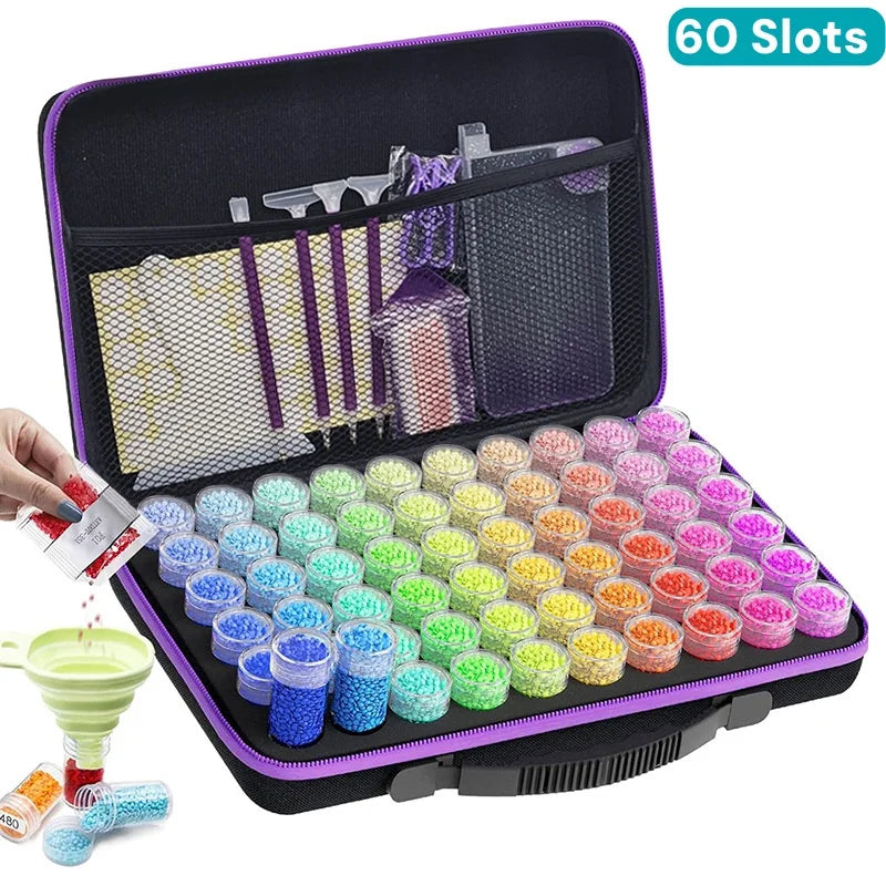 Diamond Painting Opbergkoffer met 30 Opbergpotjes en Accessoires Groot Formaat