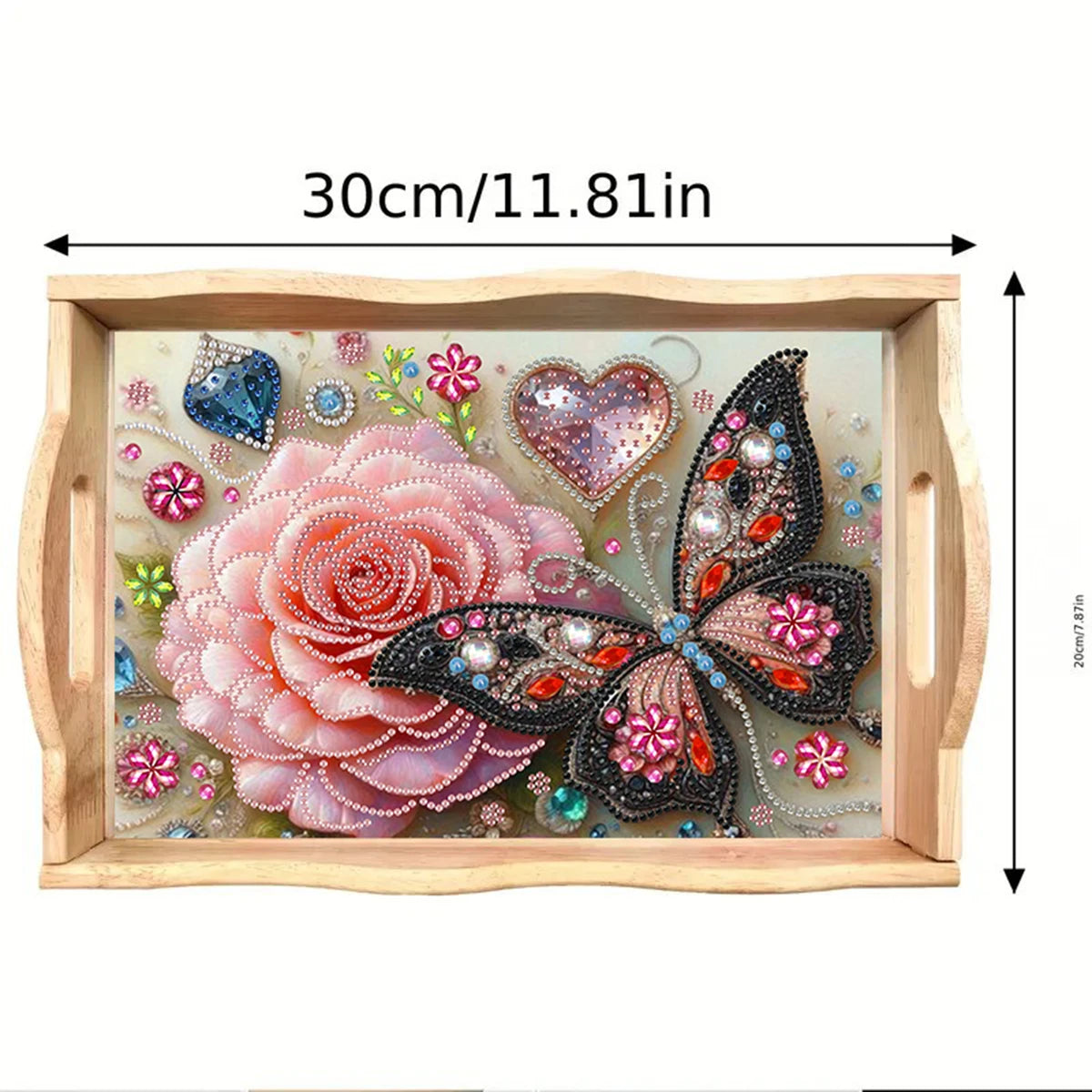 Diamond Painting Dienblad Bloem met Vlinder – Luxe Houten Tray voor Creatief Gebruik