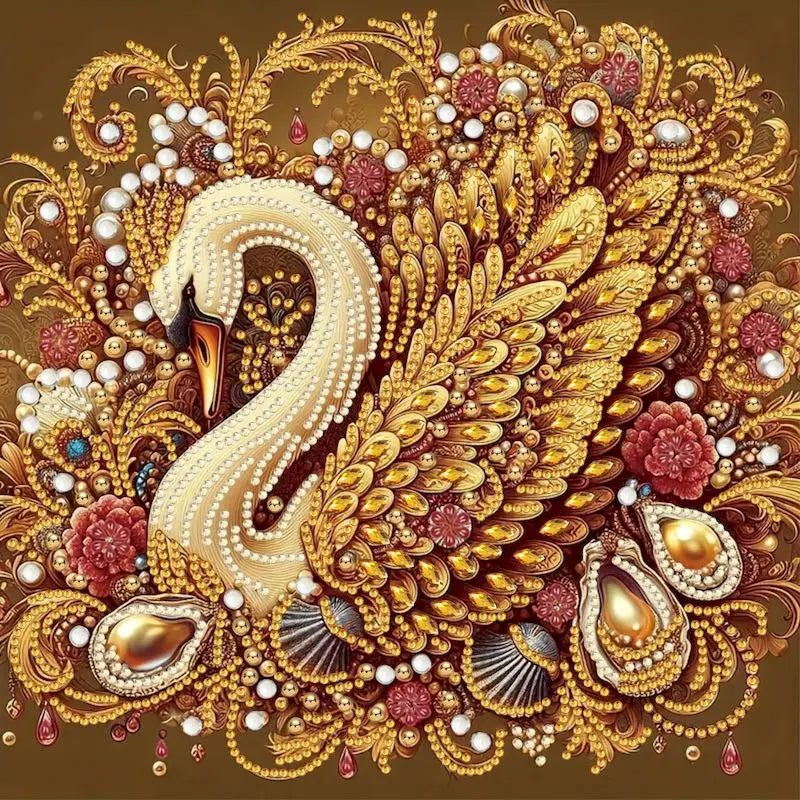 Diamond Painting op canvas met speciale vorm steentjes 30x30cm - 008 Zwaan
