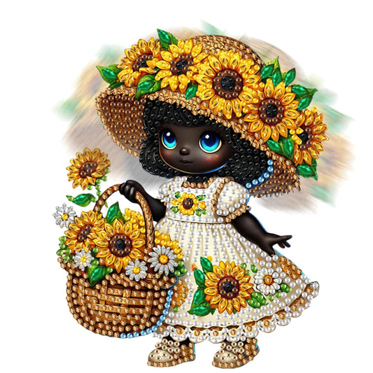 Diamond Painting Tafelornament Acryl Dieren met Beweegbaar Hoofd - Meisje