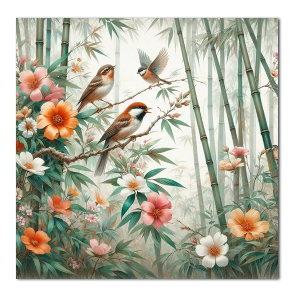 AB Diamond Painting met AB en Fairy dust steentjes Bos & Vogel