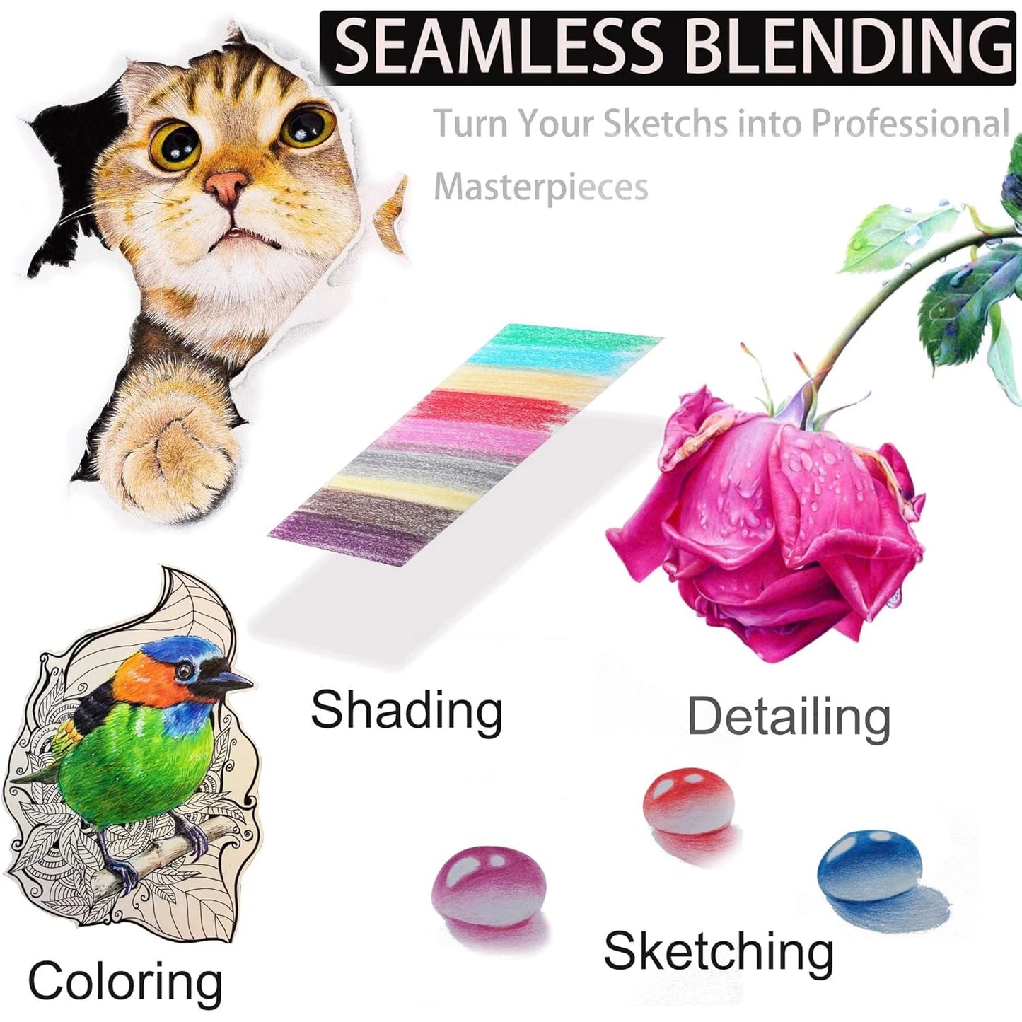 Kleurpotloden set van 180 stuks – Zachte kern & rijke pigmenten