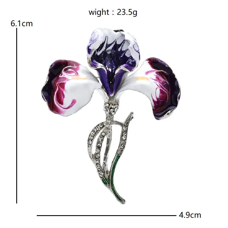 Broche Bloemen - Emaille Orchidee met Strass voor Kleding en Tas