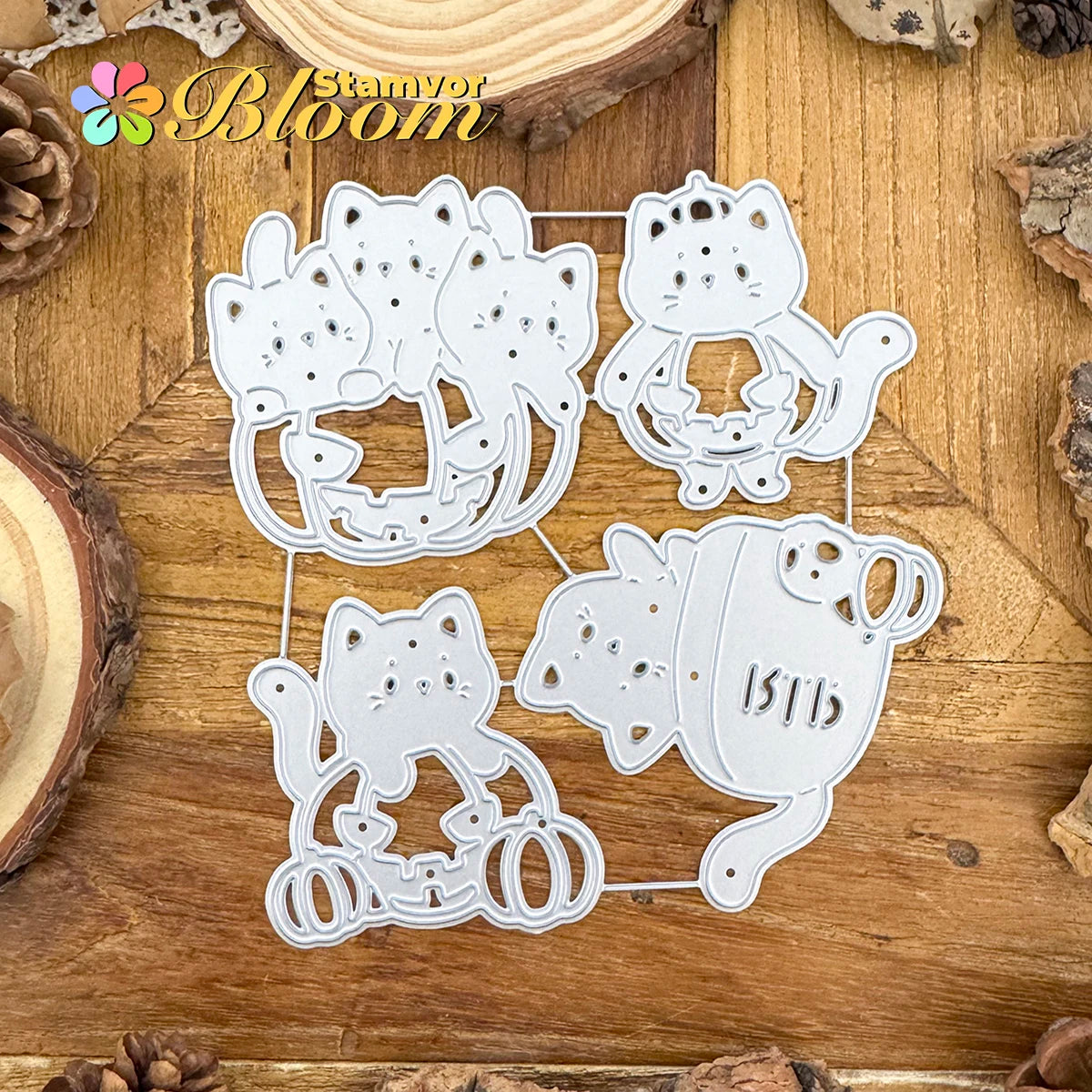 Metalen snijmallen Halloween pompoenen en katten embossing set