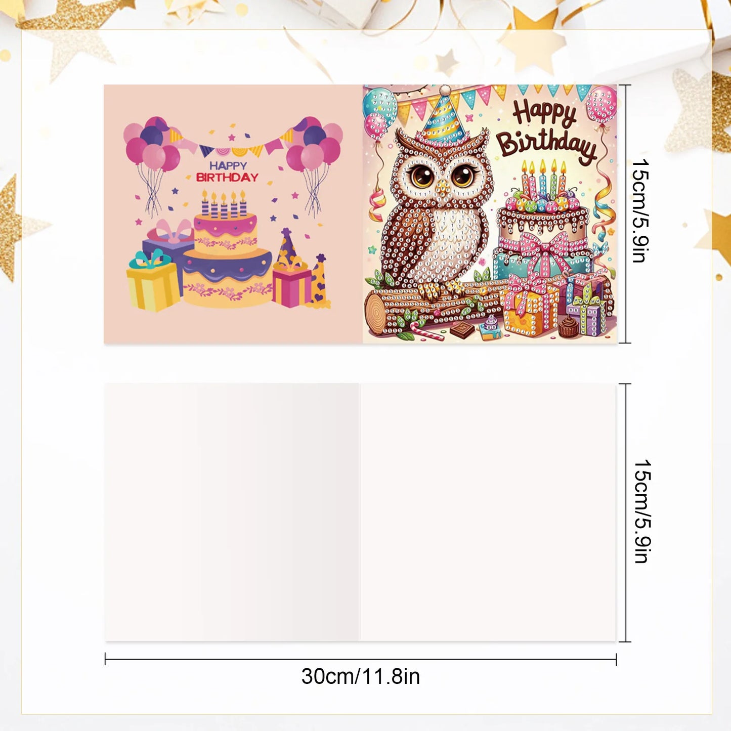 Diamond Painting Verjaardagskaarten set - Dierenkaarten met enveloppen