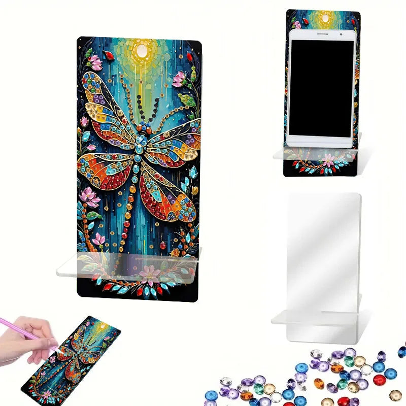 Diamond Painting Telefoon standaard pauw uil kristal houder spiegel