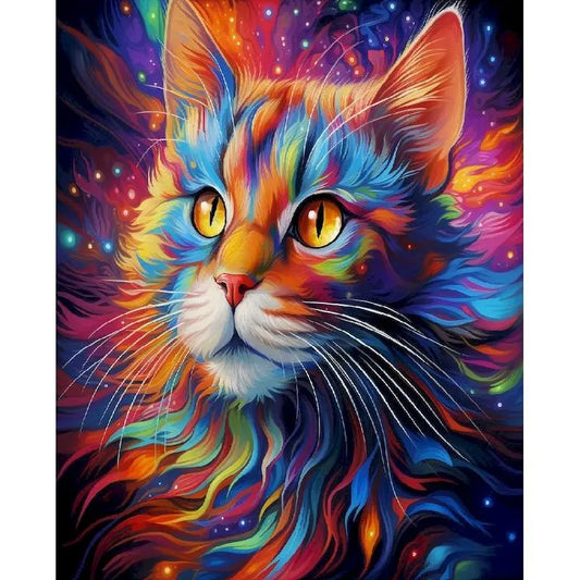 Diamond Painting Dieren Kleurrijk Volledig Rond 30x40cm - Kat 001