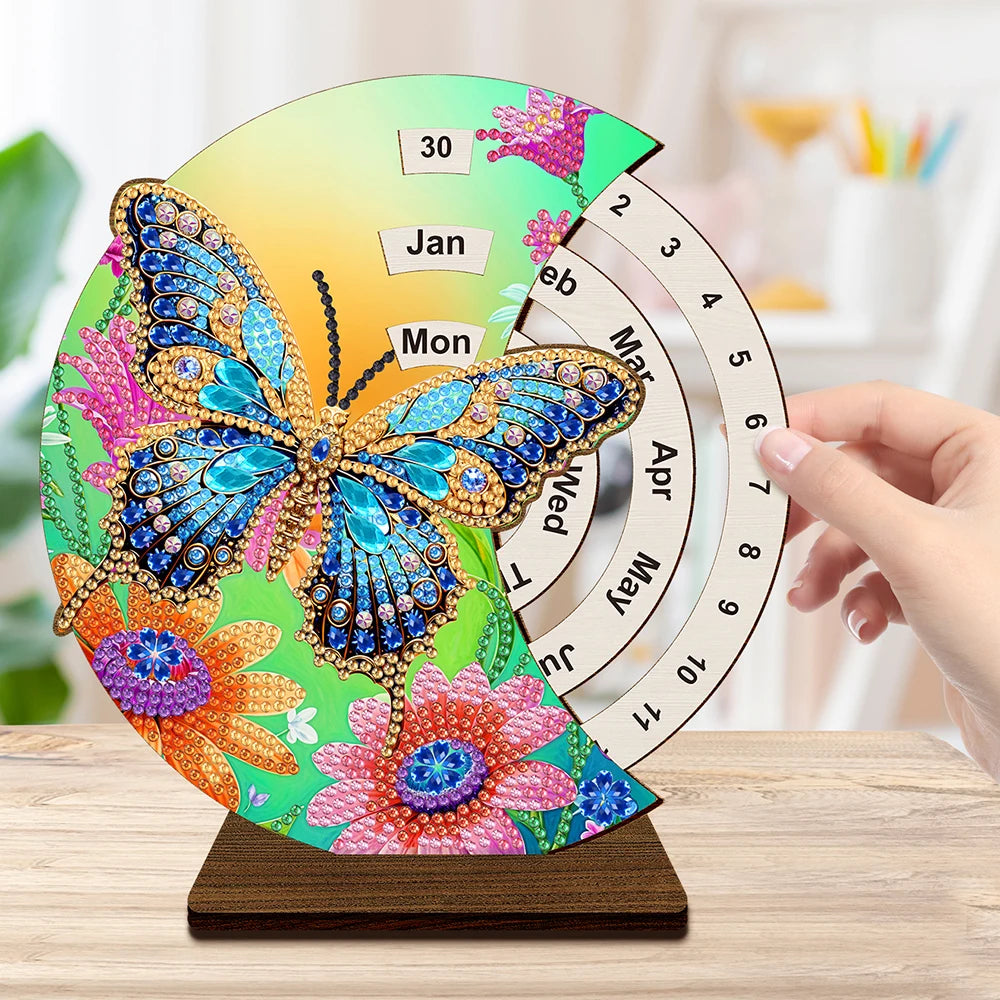Diamond Painting Kalender Houten Draaibare Tafelkalender met Strass Steentjes