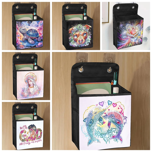 Diamond Painting Opbergzak Hond met Bloemen – Inclusief Steentjes en Tools