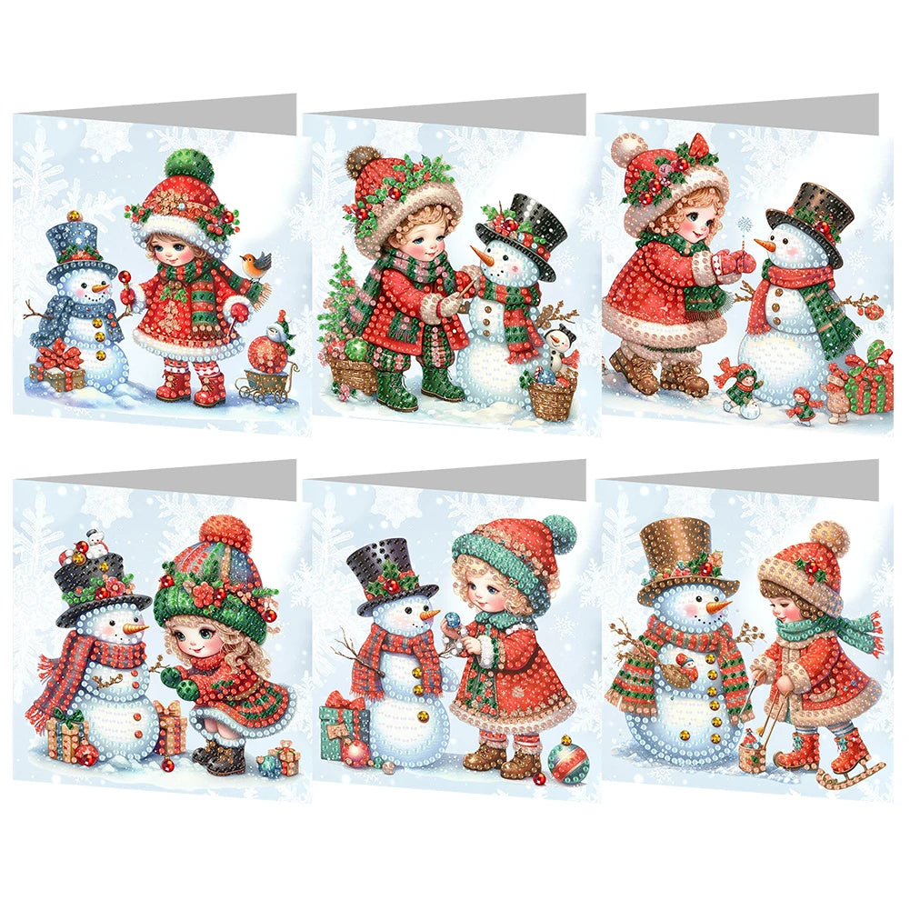 Diamond Painting Kaarten set 6 Kerstkaarten Compleet Knutselpakket - LY870