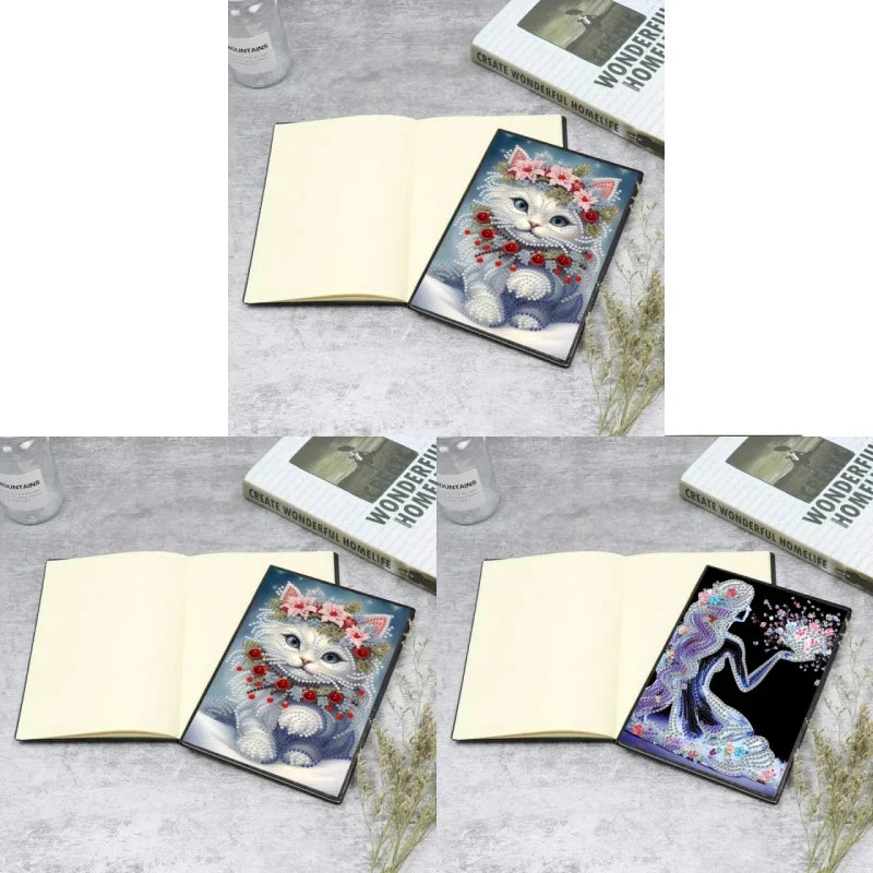 Diamond Painting Notitieboekje Katten PU Leer Kristal Design