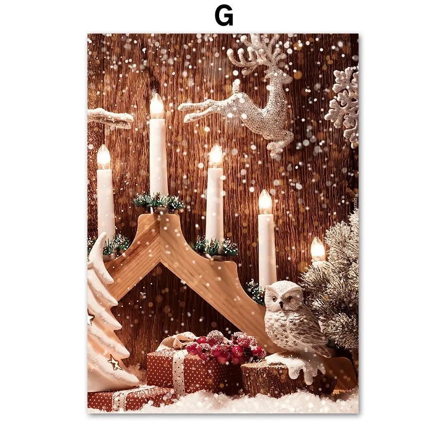 Kerst schilderij Happy New Year wanddecoratie canvas poster zonder lijst