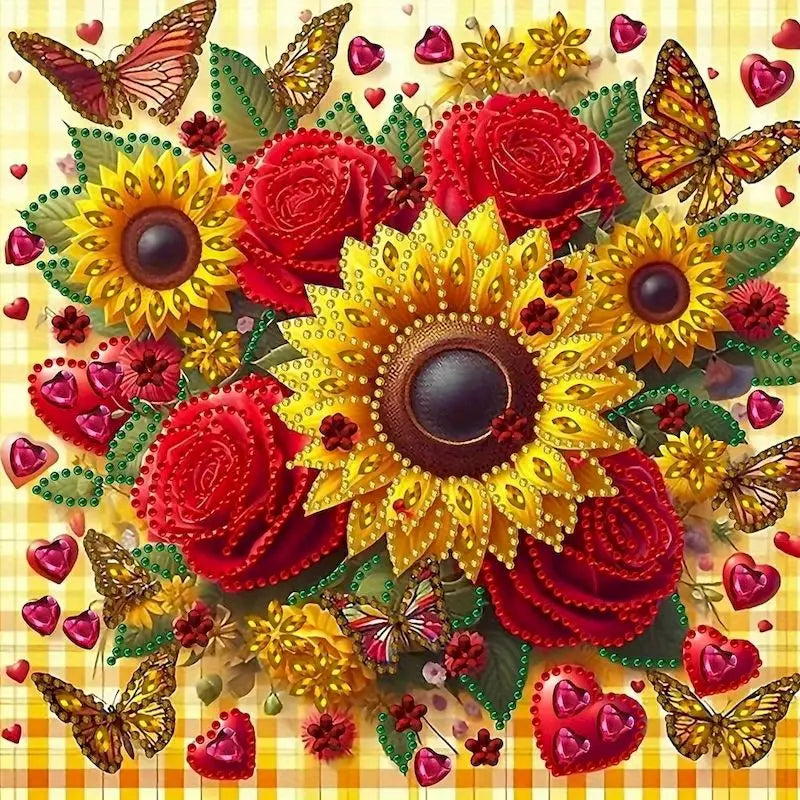 Diamond Painting op canvas met speciale vorm steentjes 30x30cm - 014 Bloemen